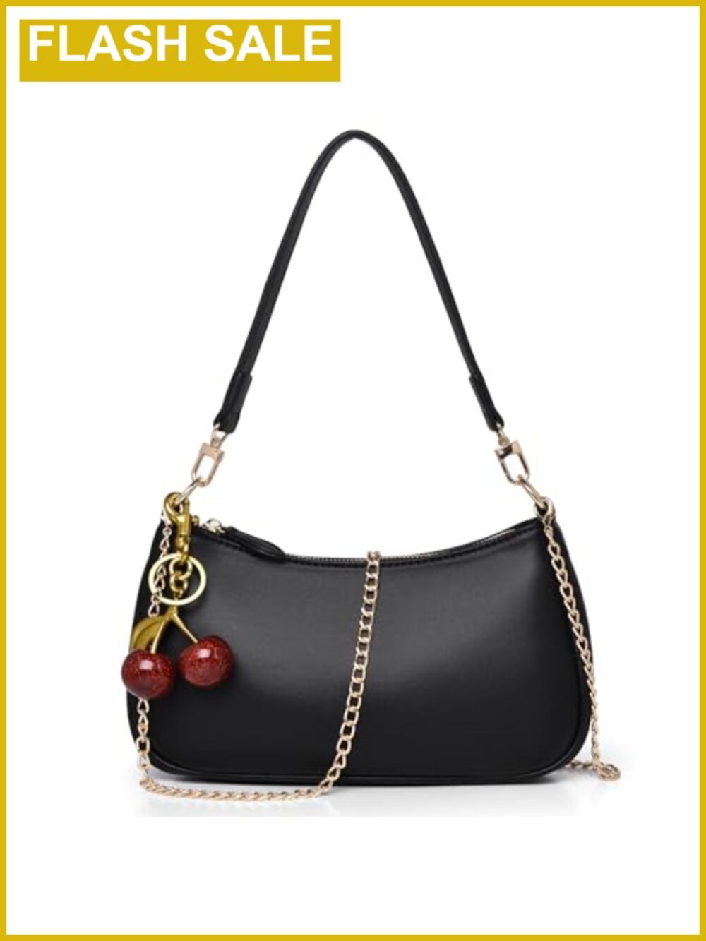Faux Leather Cherry Hobo Shoulder Bag With RFID Blocking And Keychain